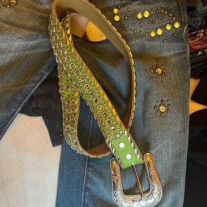 Kippy Swarovski lime green belt sz36